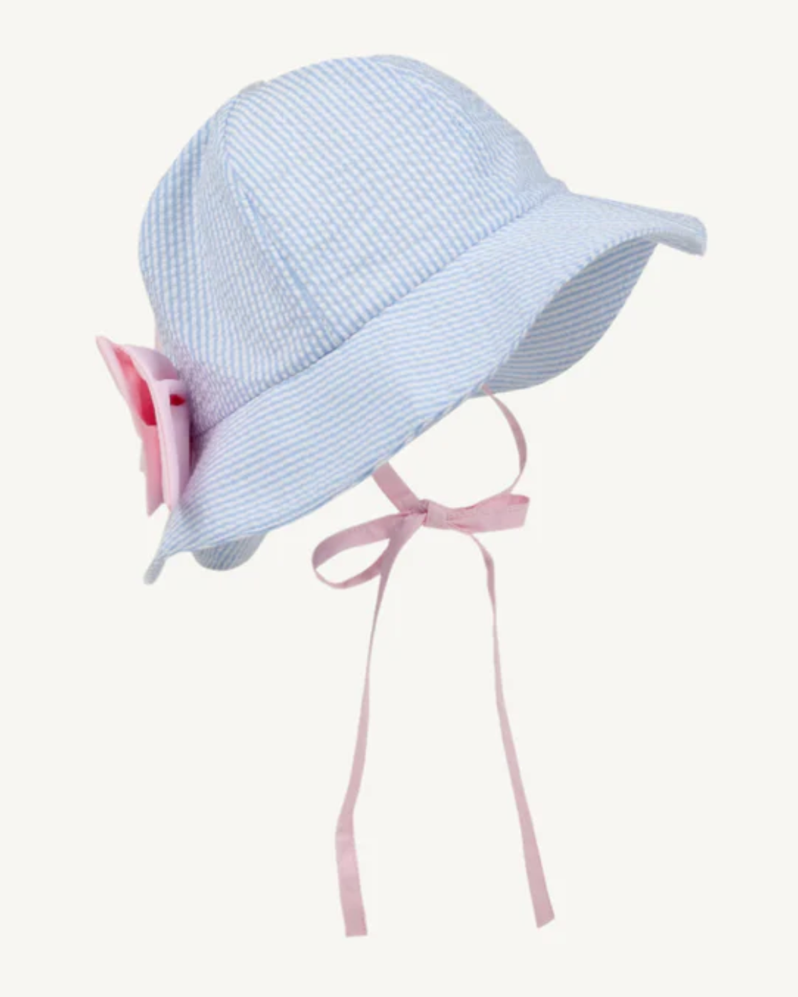 TBBC: Pippa Petal Hat - Breakers Blue Seersucker with Palm Beach Pink