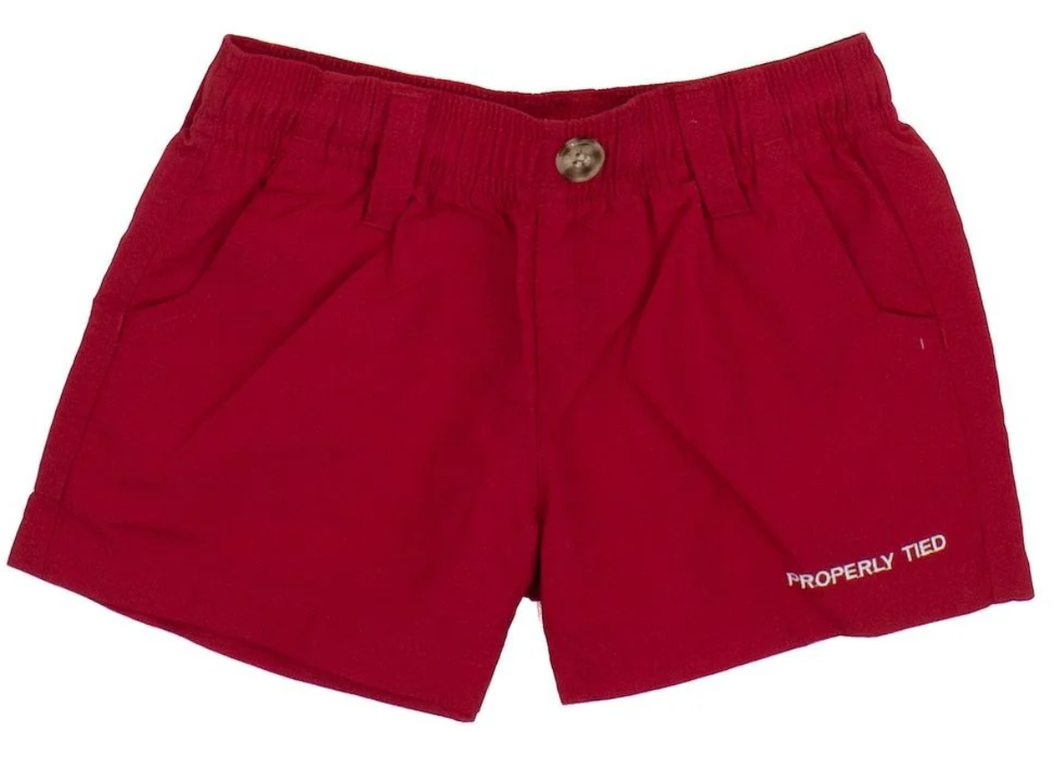 Properly Tied: Boys Mallard Short Crimson