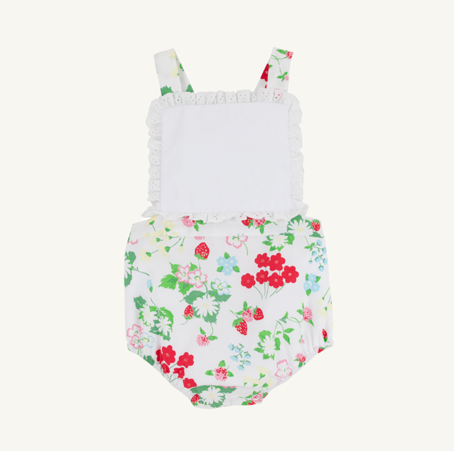 TBBC: Sally Sunsuit - Broadcloth - Berry Sweet/Worth Ave White