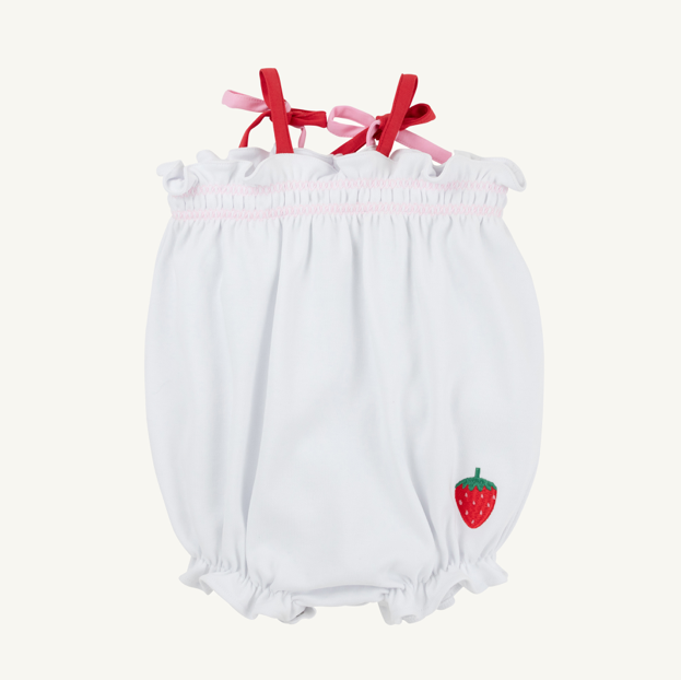 TBBC: Rosey Romper - Pima - Worth Ave White/Pier Party Pink/Richmond Red