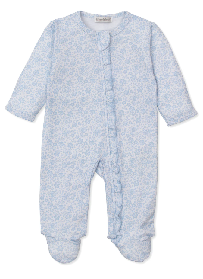 Kissy Kissy: Country Gardens Blue Zip Footie