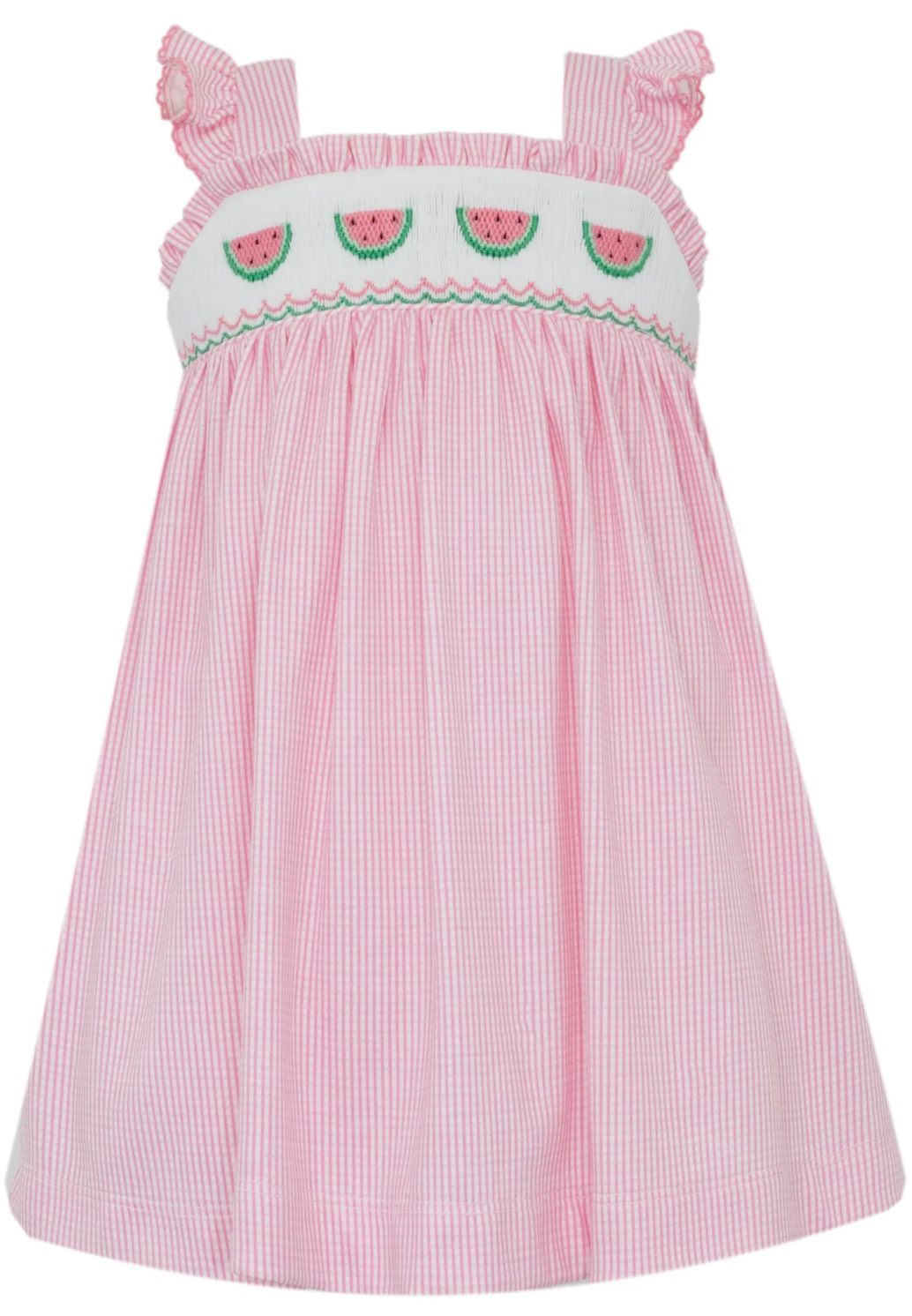 Petit bebe: Watermelons Knit Strap Sundress- Pink Check