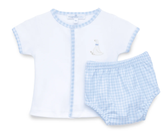 Magnolia Baby: Silly Goose Diaper Cover Set - Light Blue