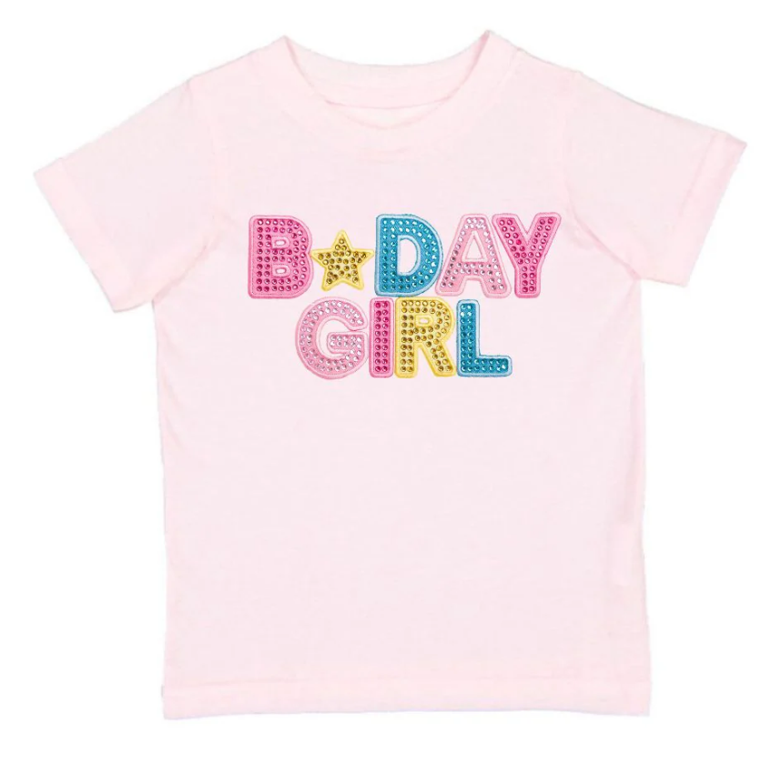 Sweet Wink: Birthday Girl Rhinestone Patch Short Sleeve T-Shirt - Ballet