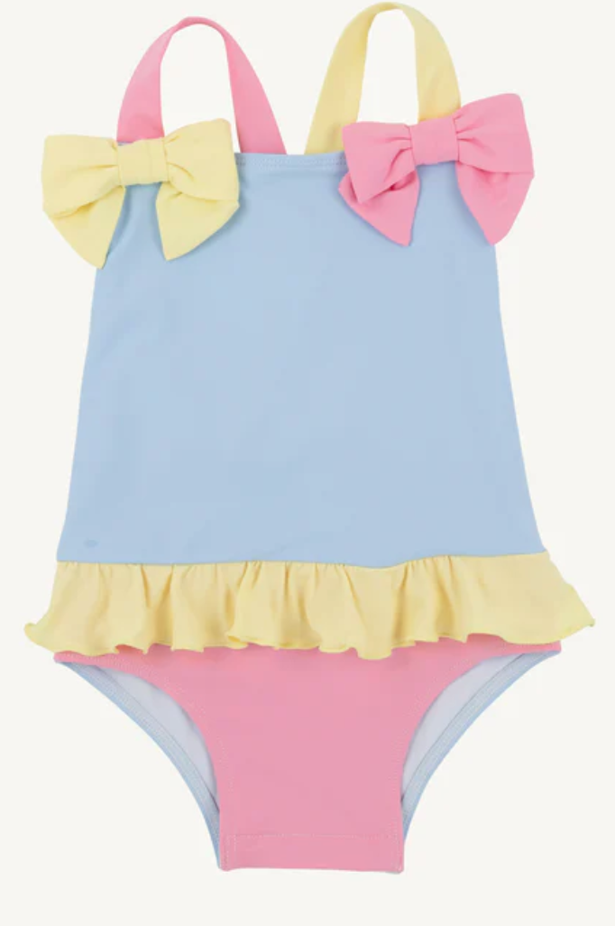 TBBC: Taylor Bay Bathing Suit Beale Street Blue, Hamptons Hot Pink, Lake Worth Yellow & Worth Avenue White