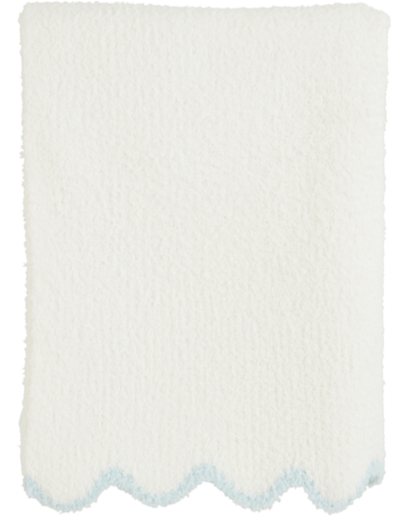 Mudpie: Blue Scallop Chenille Blanket