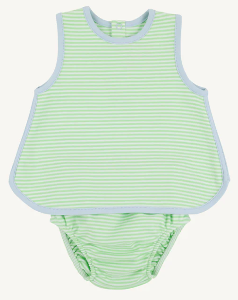 TBBC: Stevie Set Lexington Lime Stripe with Buckhead Blue