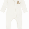 Magnolia Baby: Bear Hugs Hand-Embroidered Zip Footie - Ivory