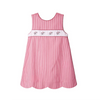 Krewe Kids: Nora Scallop Dress, Red Wolfpack Stripe