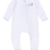Magnolia Baby: Sweet St Nick Applique Zip Footie- Light Blue