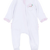 Magnolia Baby: Sweet St Nick Applique Ruffle Zip Footie- Pink