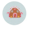 Petit Bebe: Gingerbread Girl's- Aqua knit stripe girl's long romper w/ pink collar L/S