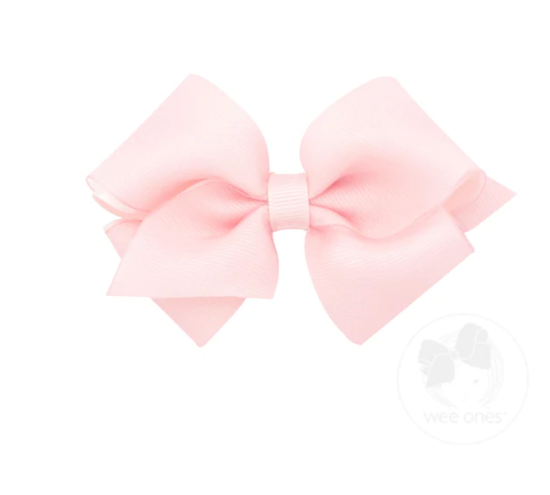 wee ones: Organza and Grosgrain Overlay Hair Bow - Light Pink