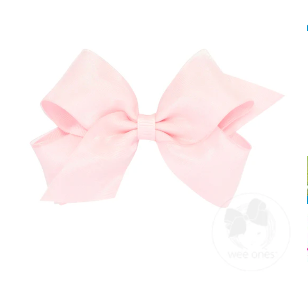 wee ones: Organza and Grosgrain Overlay Hair Bow - Light Pink