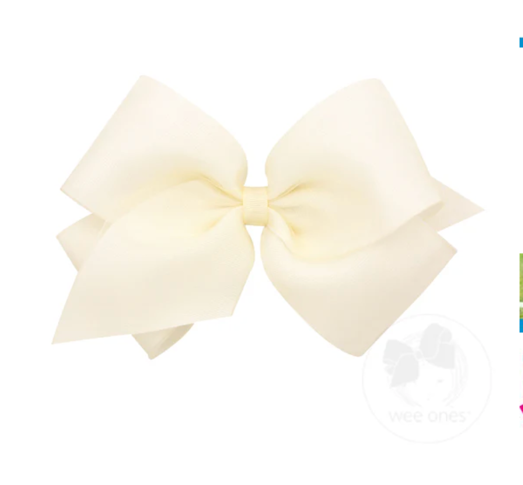 wee ones: Organza and Grosgrain Overlay Hair Bow - Off White