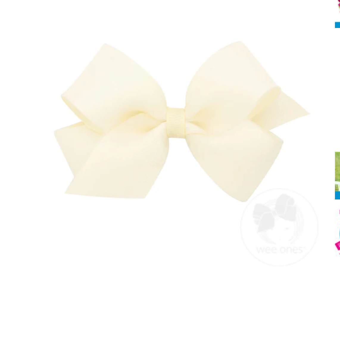 wee ones: Organza and Grosgrain Overlay Hair Bow - Off White