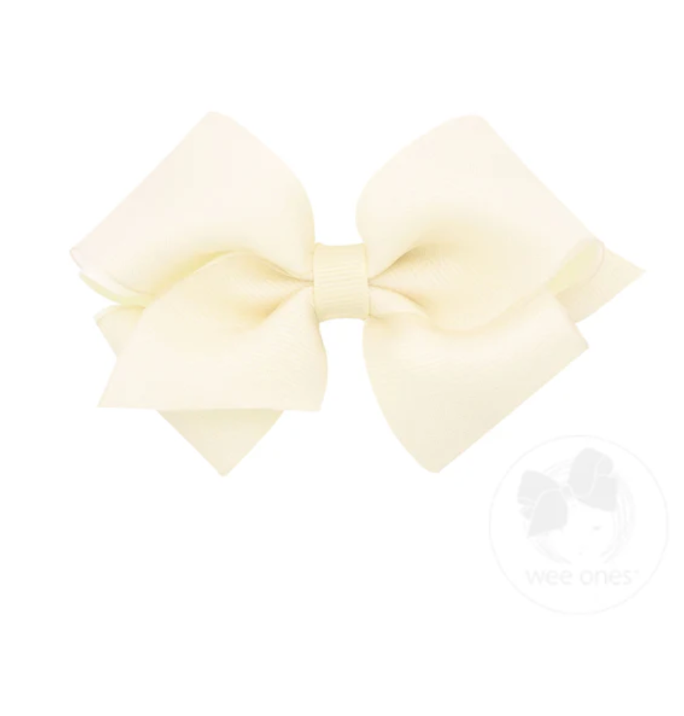 wee ones: Organza and Grosgrain Overlay Hair Bow - Off White