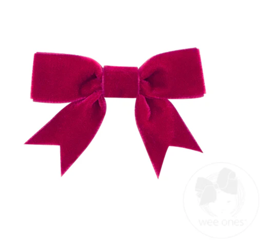 wee ones: Mini Velvet Two-Loop Bow with Fancy Cut Tail