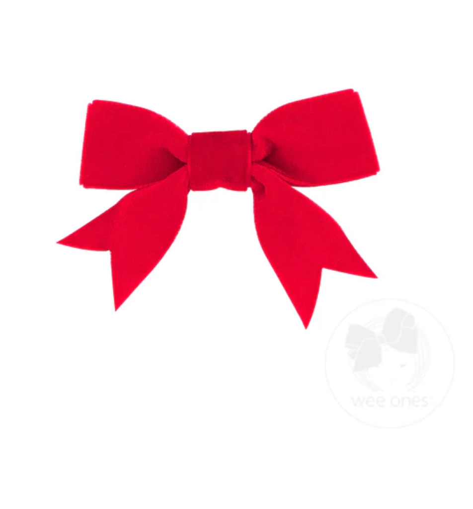 wee ones: Mini Velvet Two-Loop Bow with Fancy Cut Tail