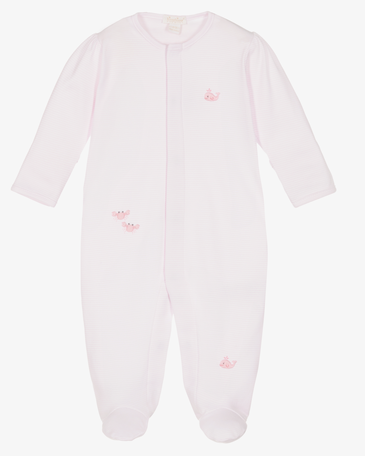 Kissy Kissy: Girls Pink Crabs & Whales Pima Cotton Babygrow