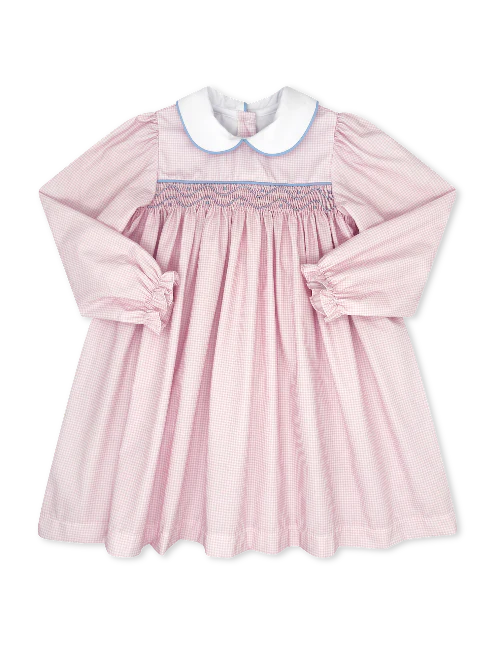 Lullaby Set: Michelle Dress Long Sleeve - Classic Pink Minigingham