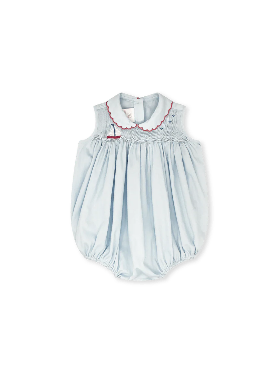 Lullaby Set: Ella Bubble Brentwood Blue Pique, Sailboat