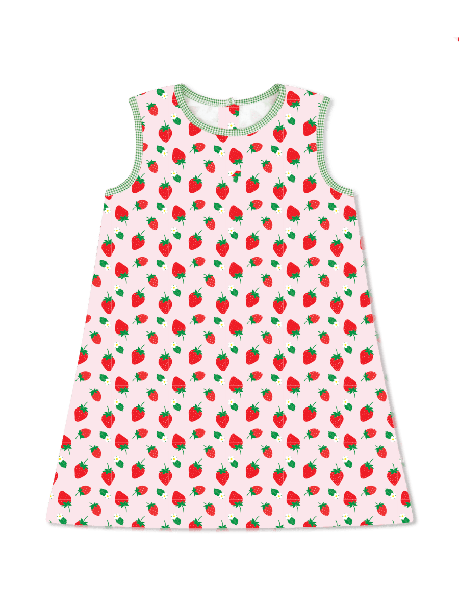 Lullaby Set:  Ann Dress Berry Sweet, Green Minigingham