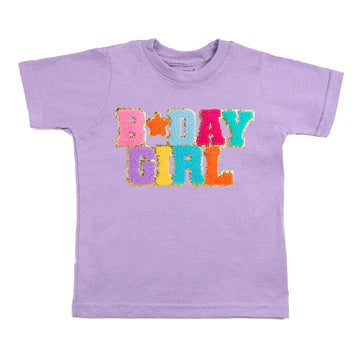 Sweet Wink: Birthday Girl Patch Short Sleeve T-Shirt in Lavender