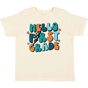 Sweet Wink: Hello First Grade Short Sleeve T-Shirt - Natural