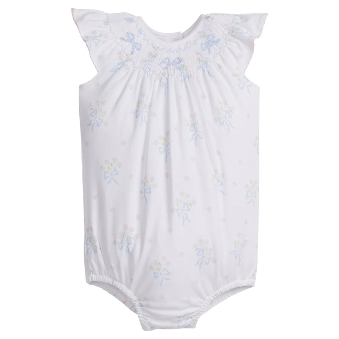 Little English: Smocked Bishop Bubble - Blue Bow Bouquet