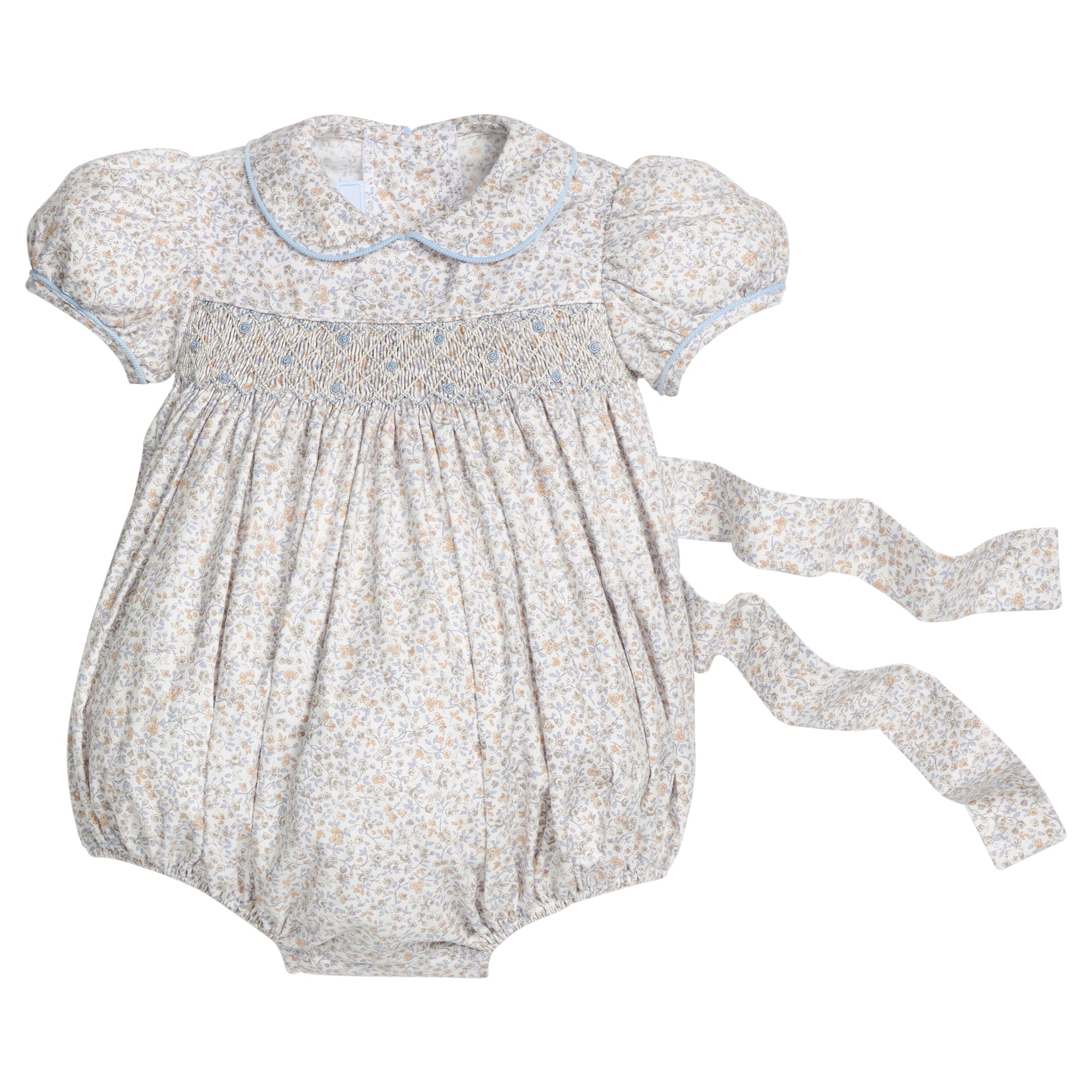 Little English: Smocked Peter Pan Bubble - Winthrop Floral