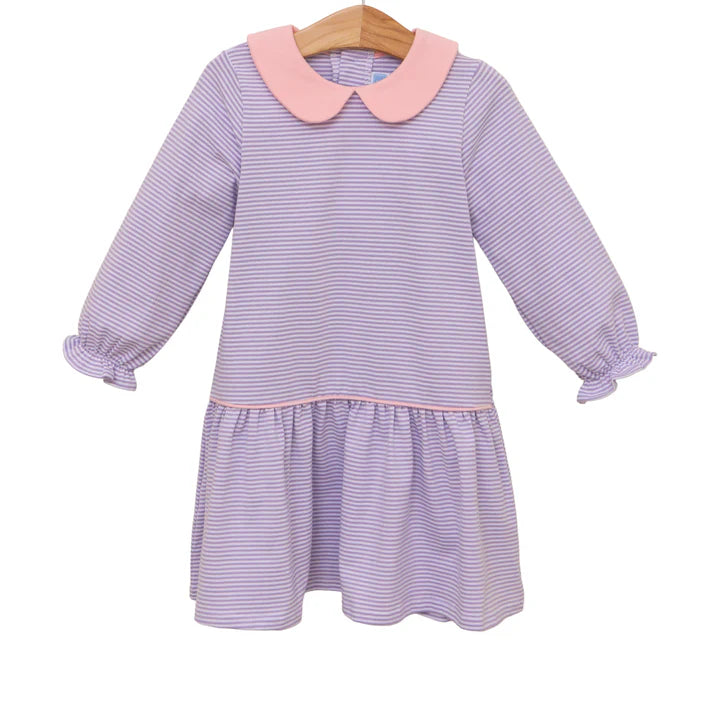 Trotter Street: Katherine Dress - Lavender Stripe/Light Pink