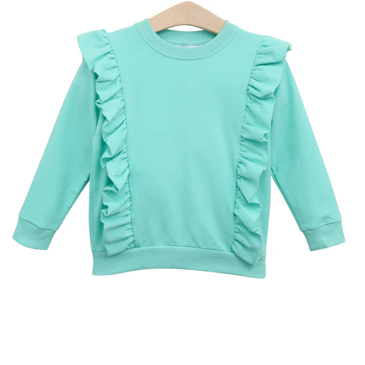 Trotter Street: Laura Ruffle Pullover -  Mint