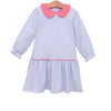 Trotter Street: Katherine Dress - Light Blue Stripe/Pink