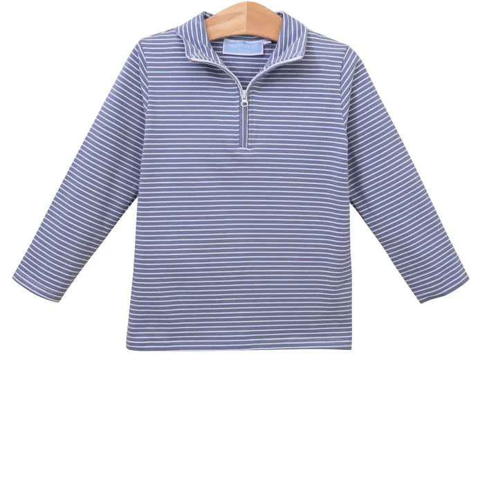 Trotter Street: Tucker Pullover - Slate Blue Stripe