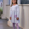 Trotter Street: Annie Pants Set - Light Blue Stripe/Lavender