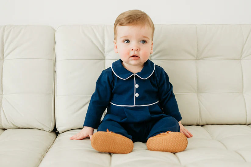 Maddie & Connor: Navy Pima Boys Romper