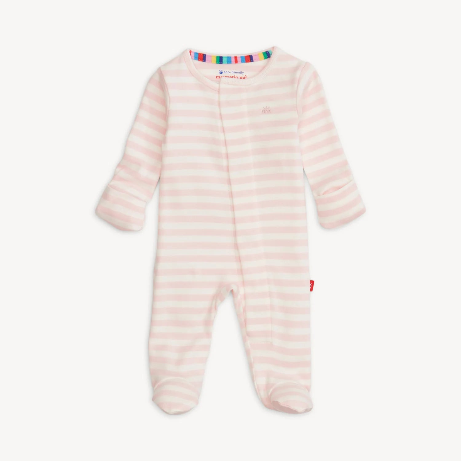 Magnetic Me: Stripe Organic Cotton Footie - Pink