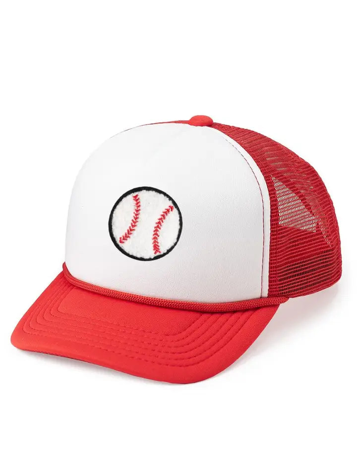 Sweet Wink: Baseball Patch Trucker Hat - Red