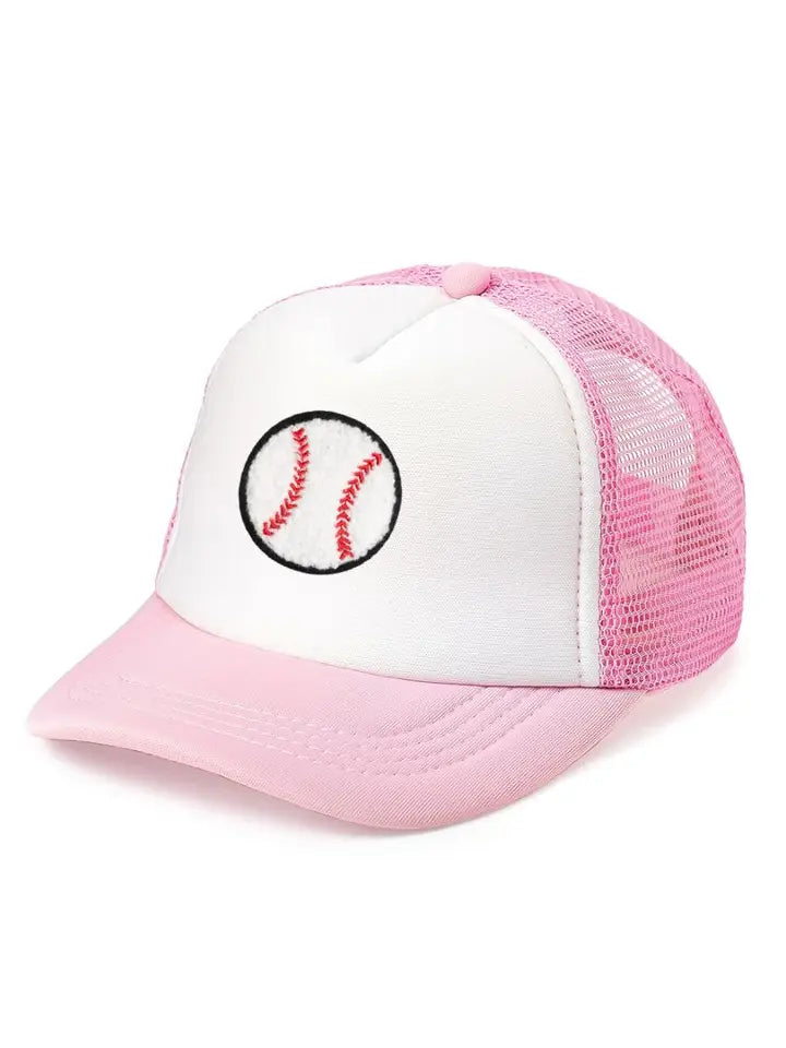 Sweet Wink: Baseball Patch Trucker Hat - Pink