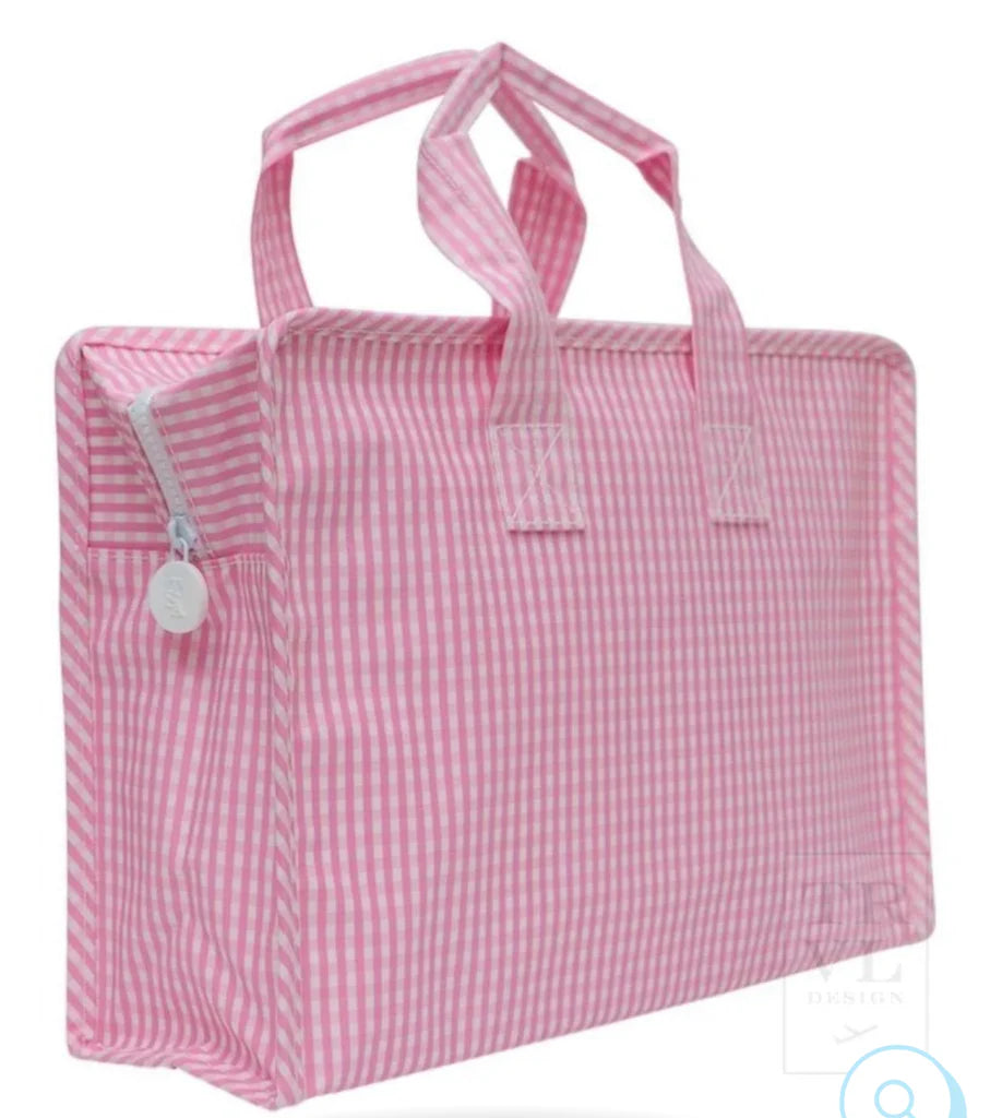 TRVL: OVERNITE TOTE: GINGHAM PINK