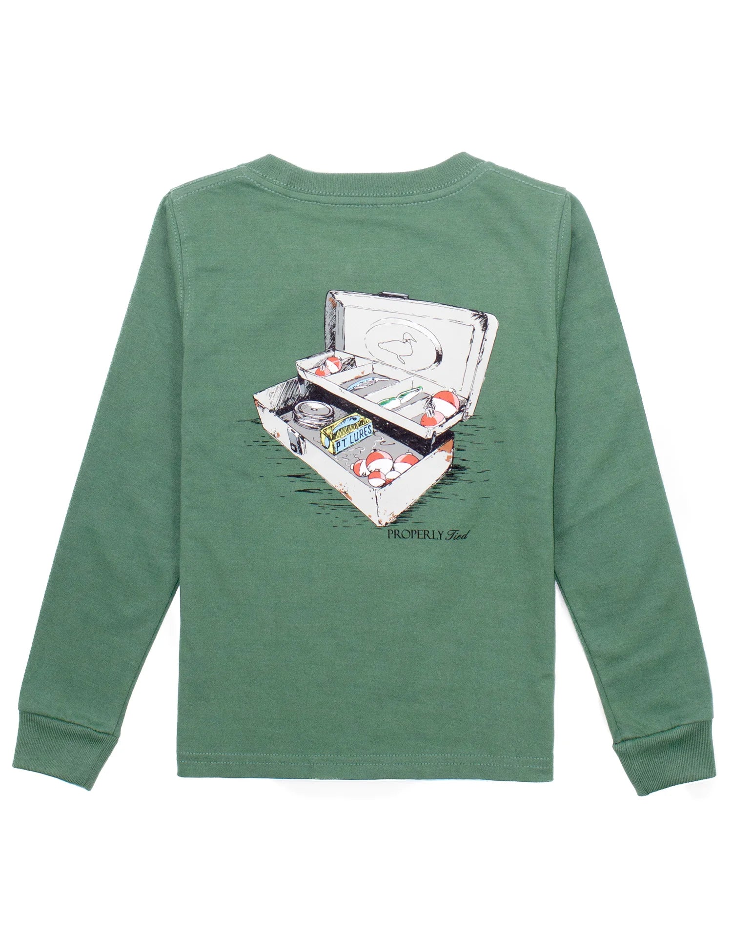 Properly Tied: Tackle Box LS Tee - Fern Green