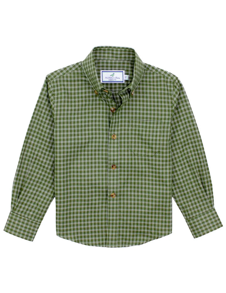 Properly Tied: Boys Woodland Sportshirt Cypress Needle