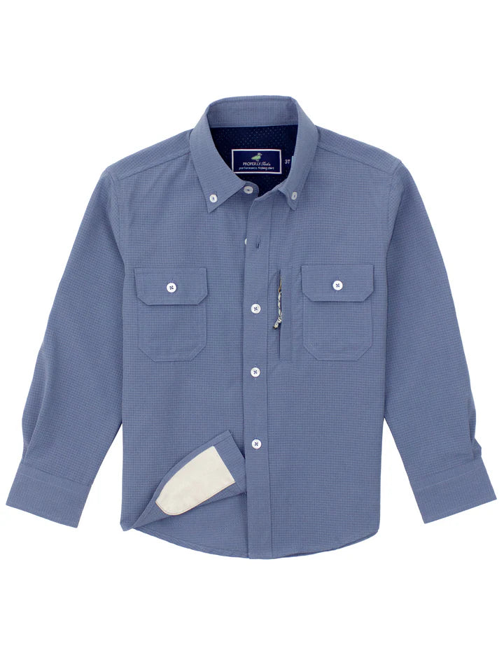 Properly Tied: Boys Reeltech Fishing Shirt Dusk Blue