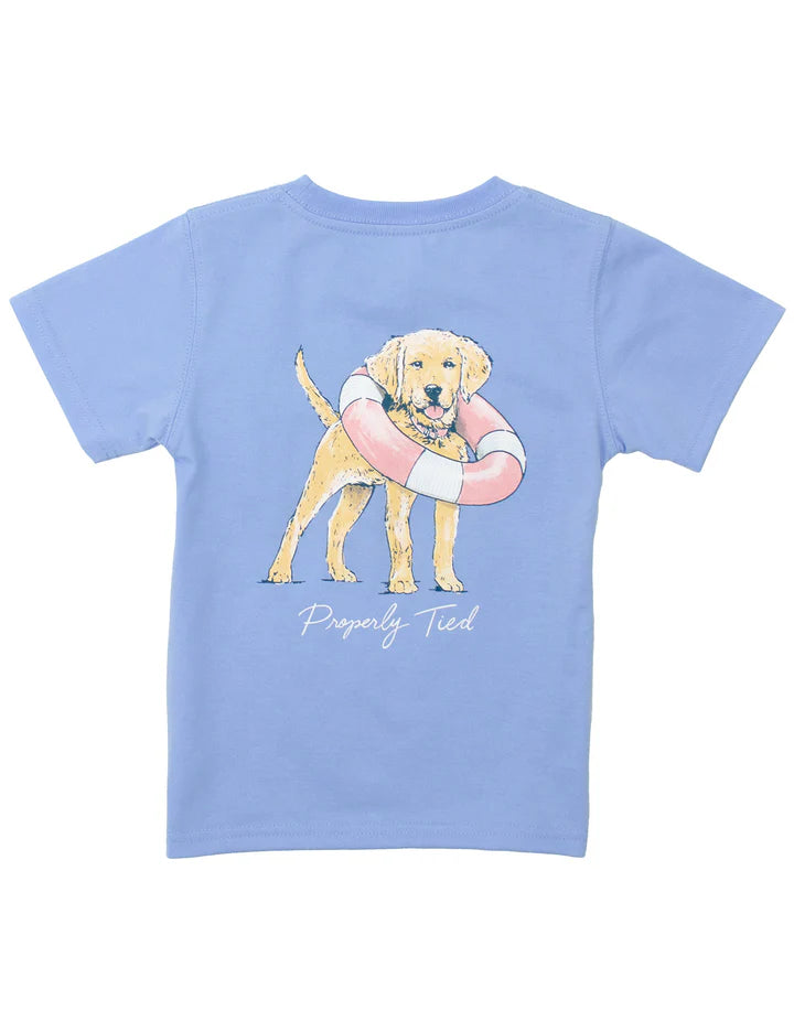 Properly Tied: Girls Lifeguard Pup SS Light Blue