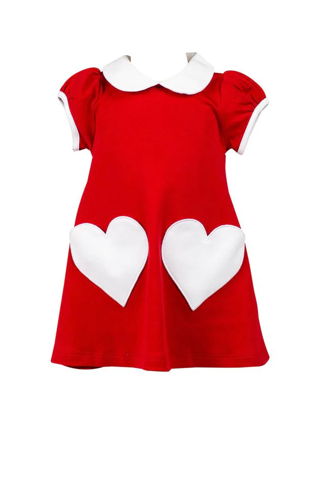 The Proper Peony: Red A-Line Dress with Heart Pockets