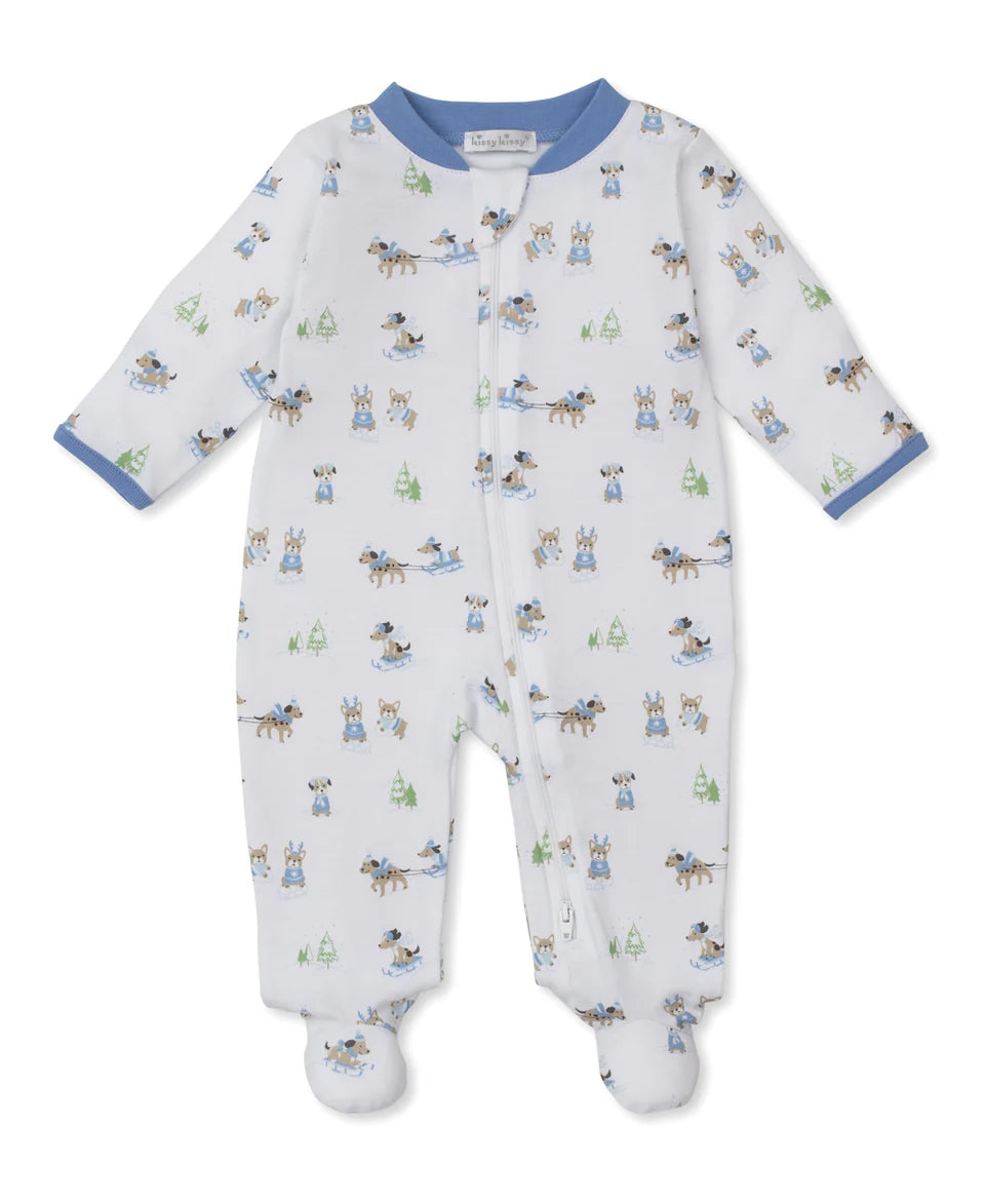 Kissy Kissy: Puppy's Sleigh Ride Fun Footie W/Zip - Blue
