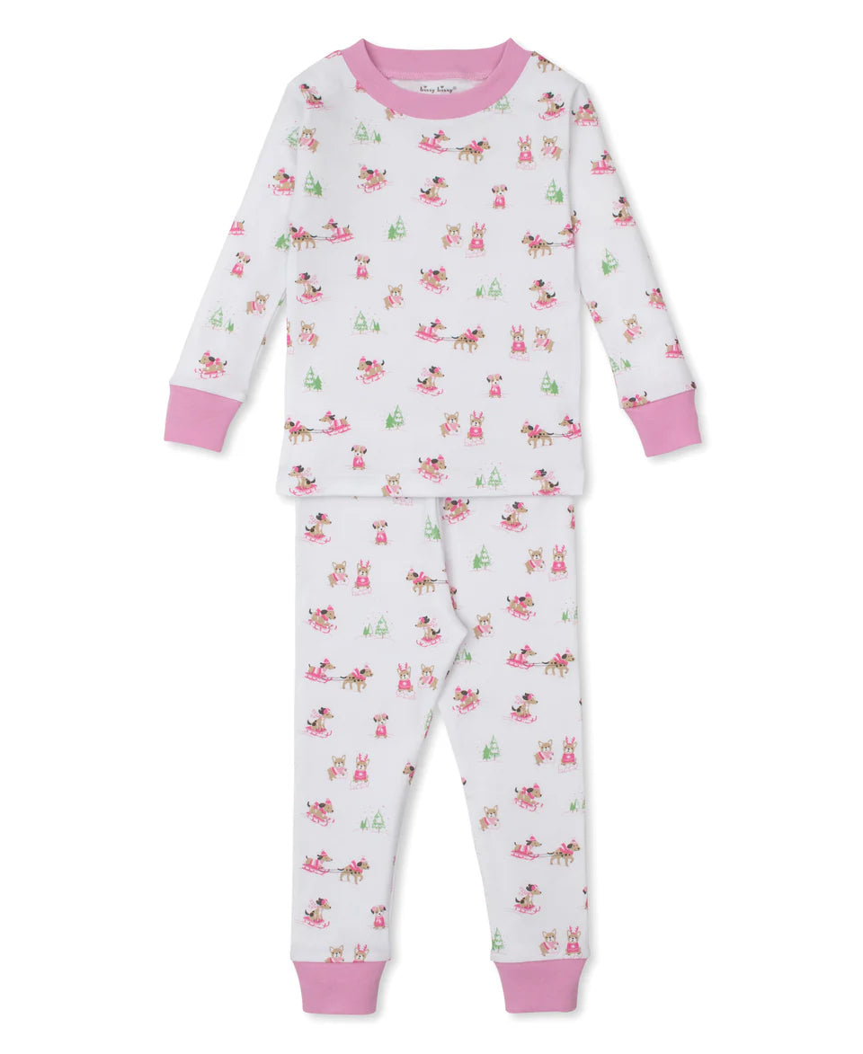 Kissy Kissy: PJ Puppy's Sleigh Riding Fun Pajama Set Snug - Pink